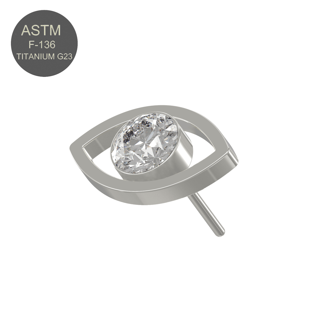 G23 Titanium CZ Jewelled Eye Threadless Push-fit Top