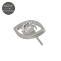 G23 Titanium CZ Jewelled Eye Threadless Push-fit Top