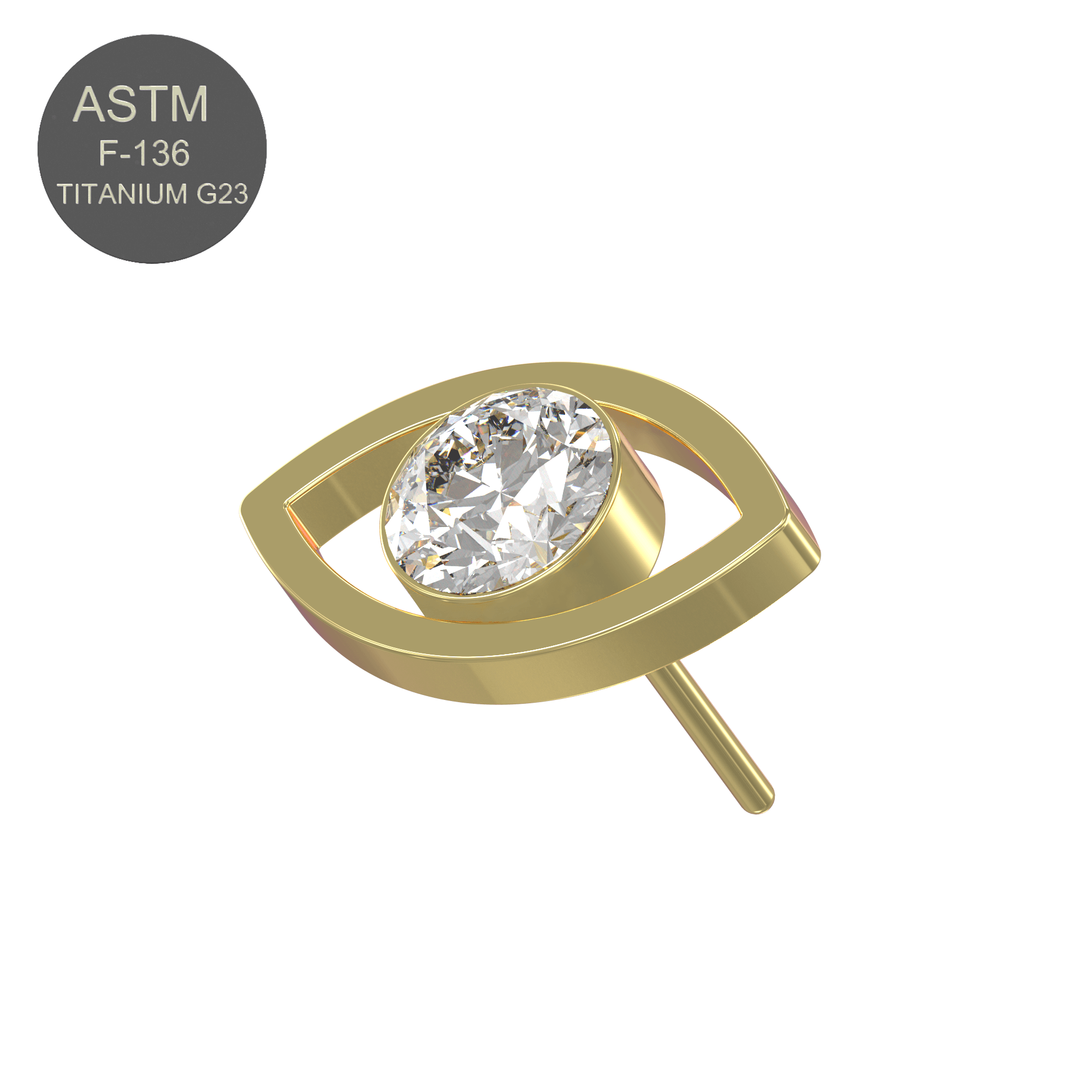 G23 Titanium CZ Jewelled Eye Threadless Push-fit Top