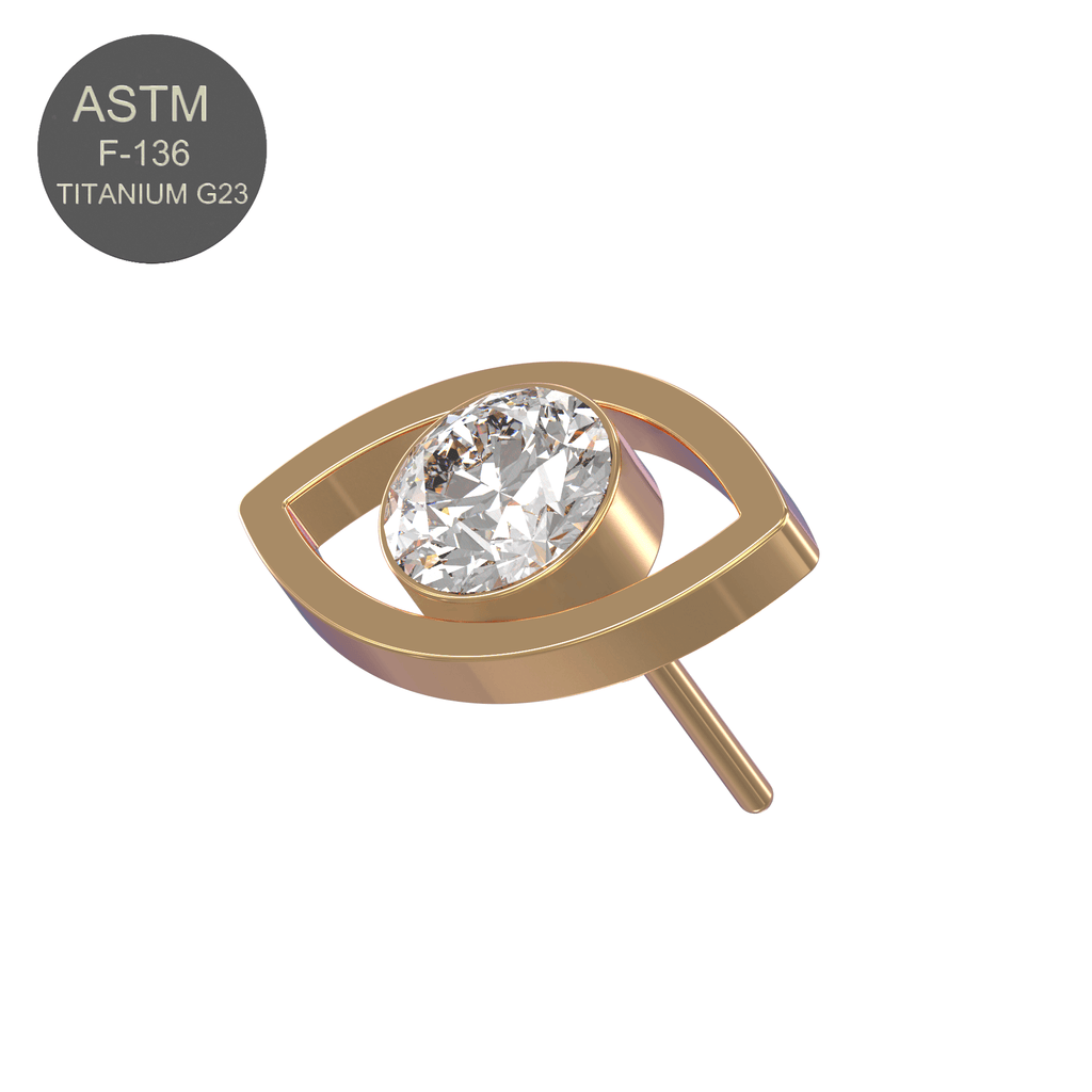 G23 Titanium CZ Jewelled Eye Threadless Push-fit Top