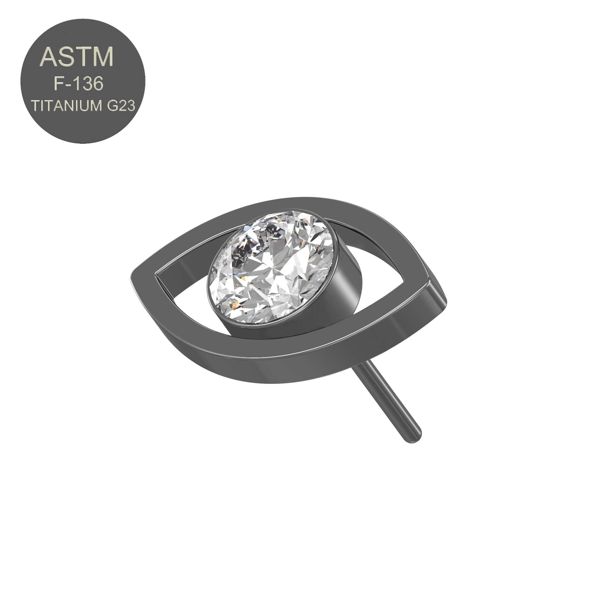 G23 Titanium CZ Jewelled Eye Threadless Push-fit Top