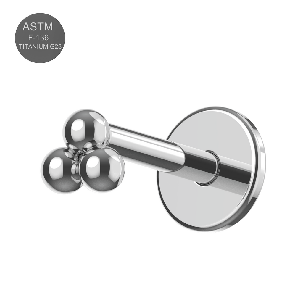 G23 Titanium Tri Ball Design Thread-less Push-Fit Flatback Stud
