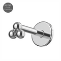 G23 Titanium Tri Ball Design Thread-less Push-Fit Flatback Stud