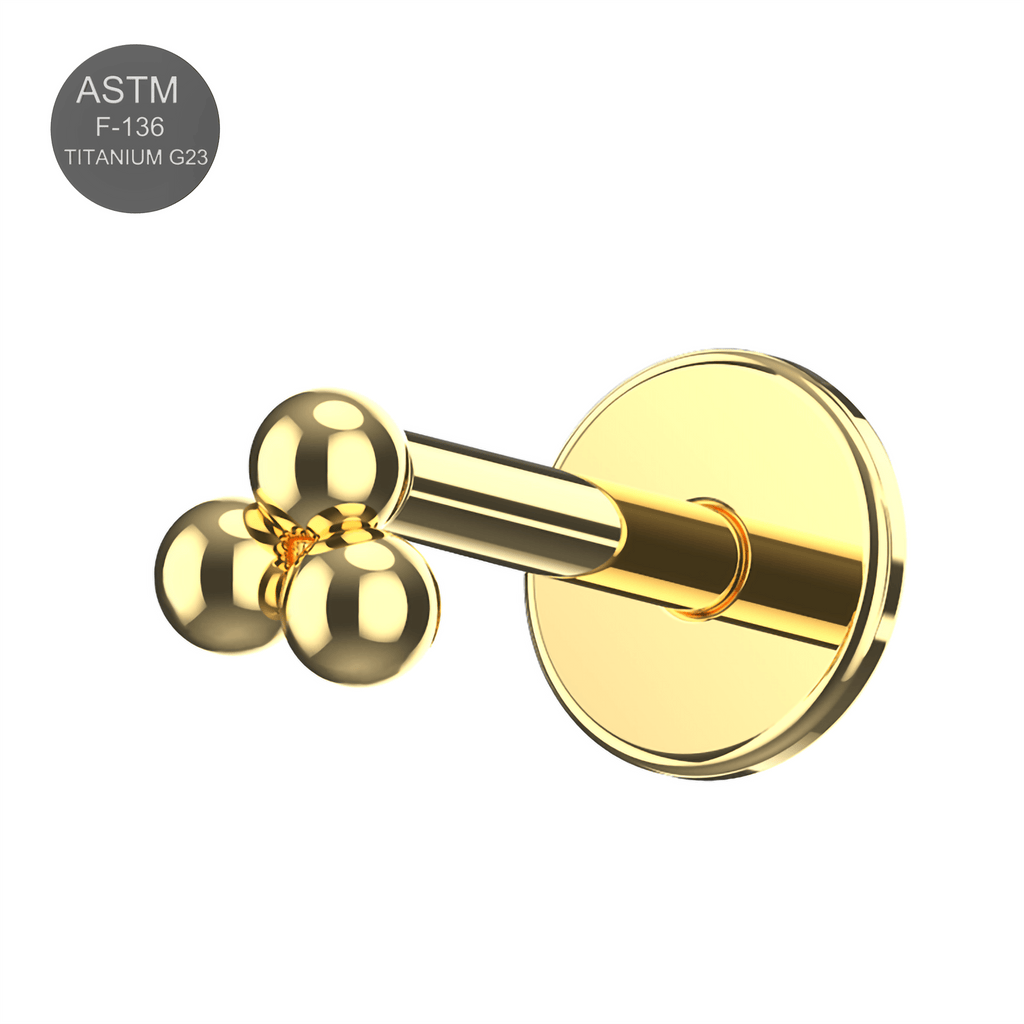 G23 Titanium Tri Ball Design Thread-less Push-Fit Flatback Stud