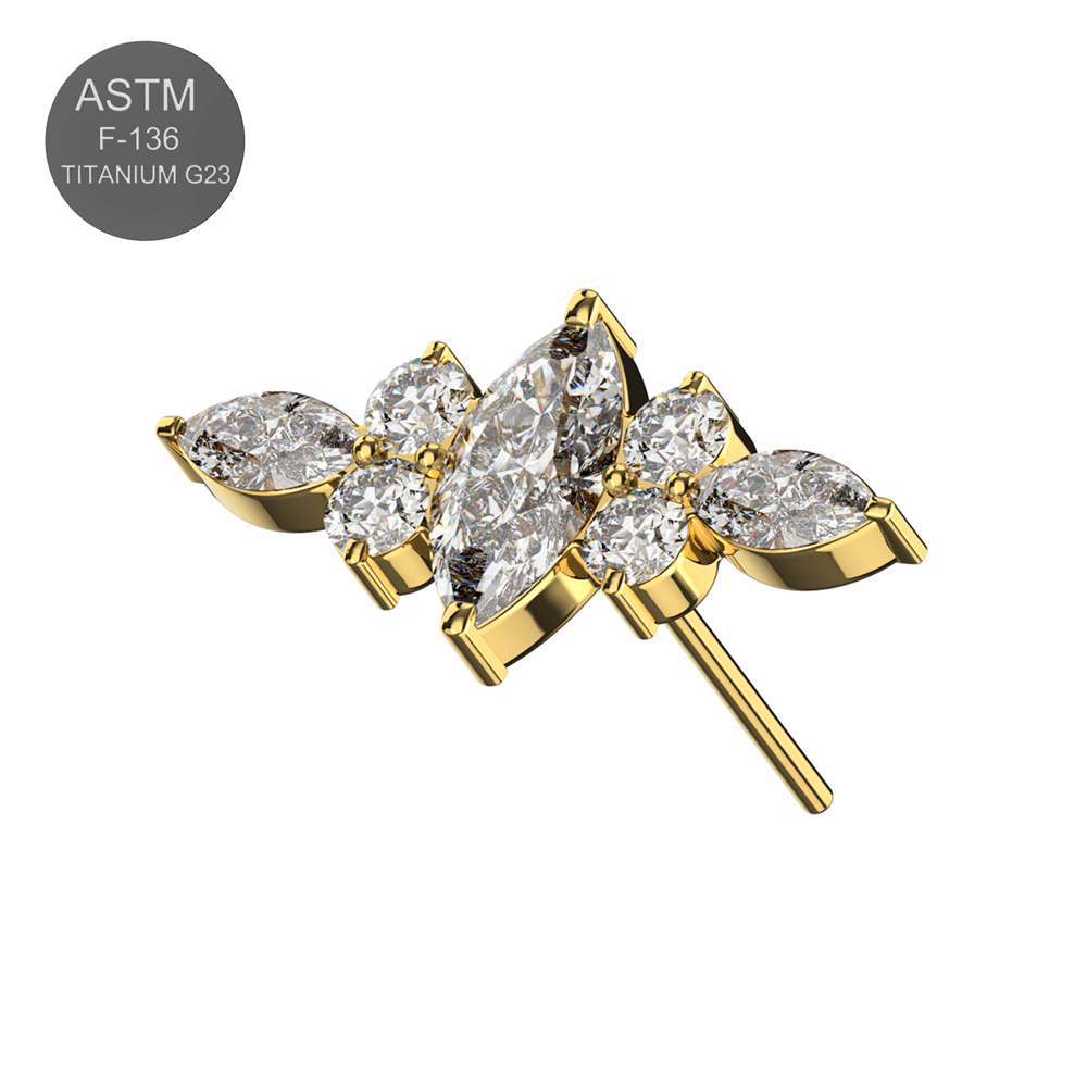 G23 Titanium CZ Jewelled Wings Design Thread-less Push-Fit Top