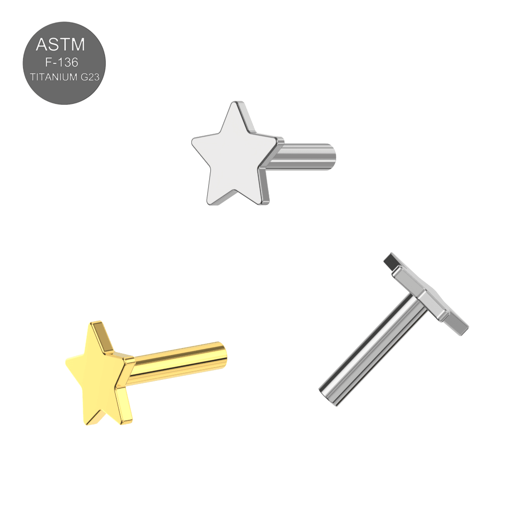 G23 Titanium Push Fit Star Labret Bar
