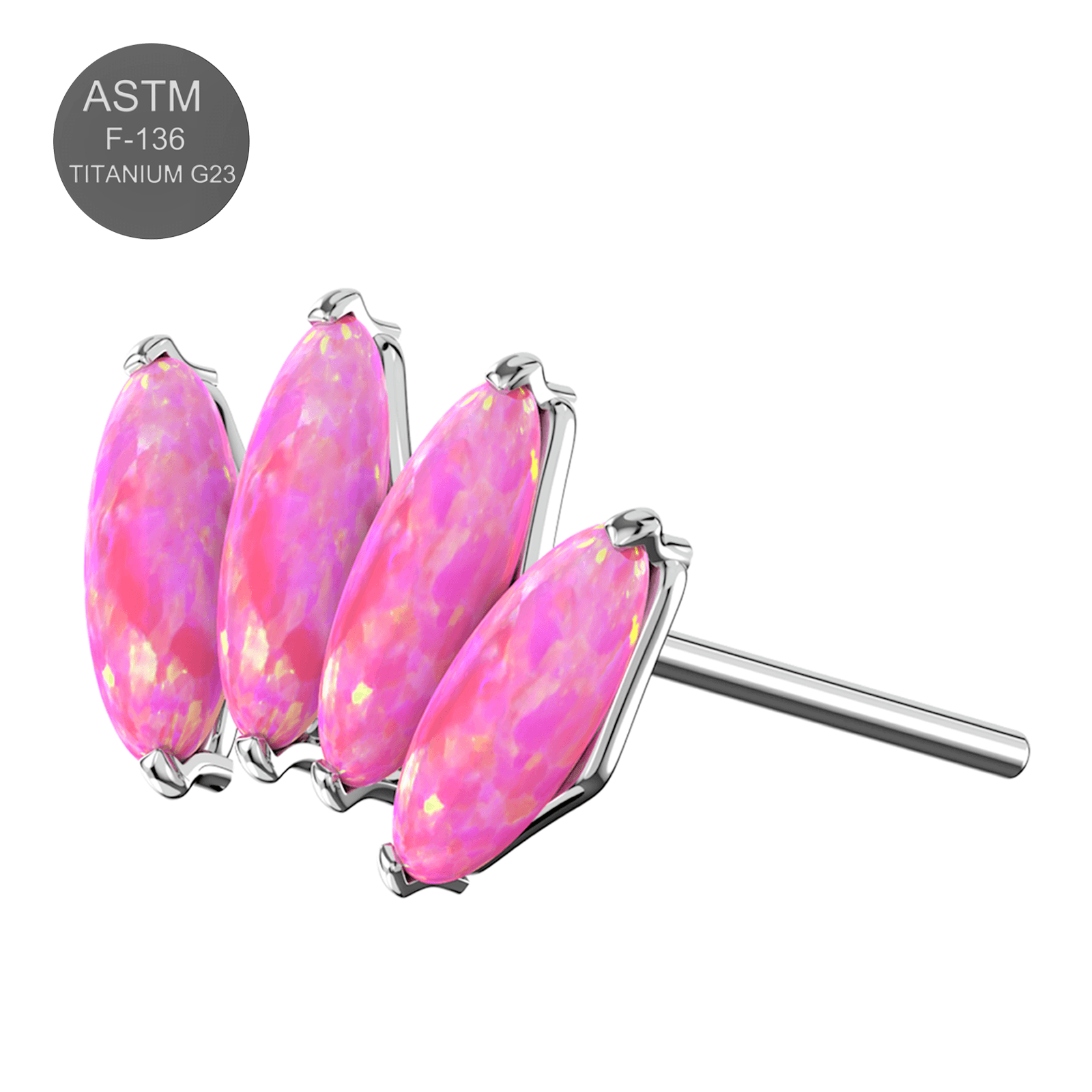 G23 Titanium Opal Marquise Jewelled Thread-less Push-Fit Top