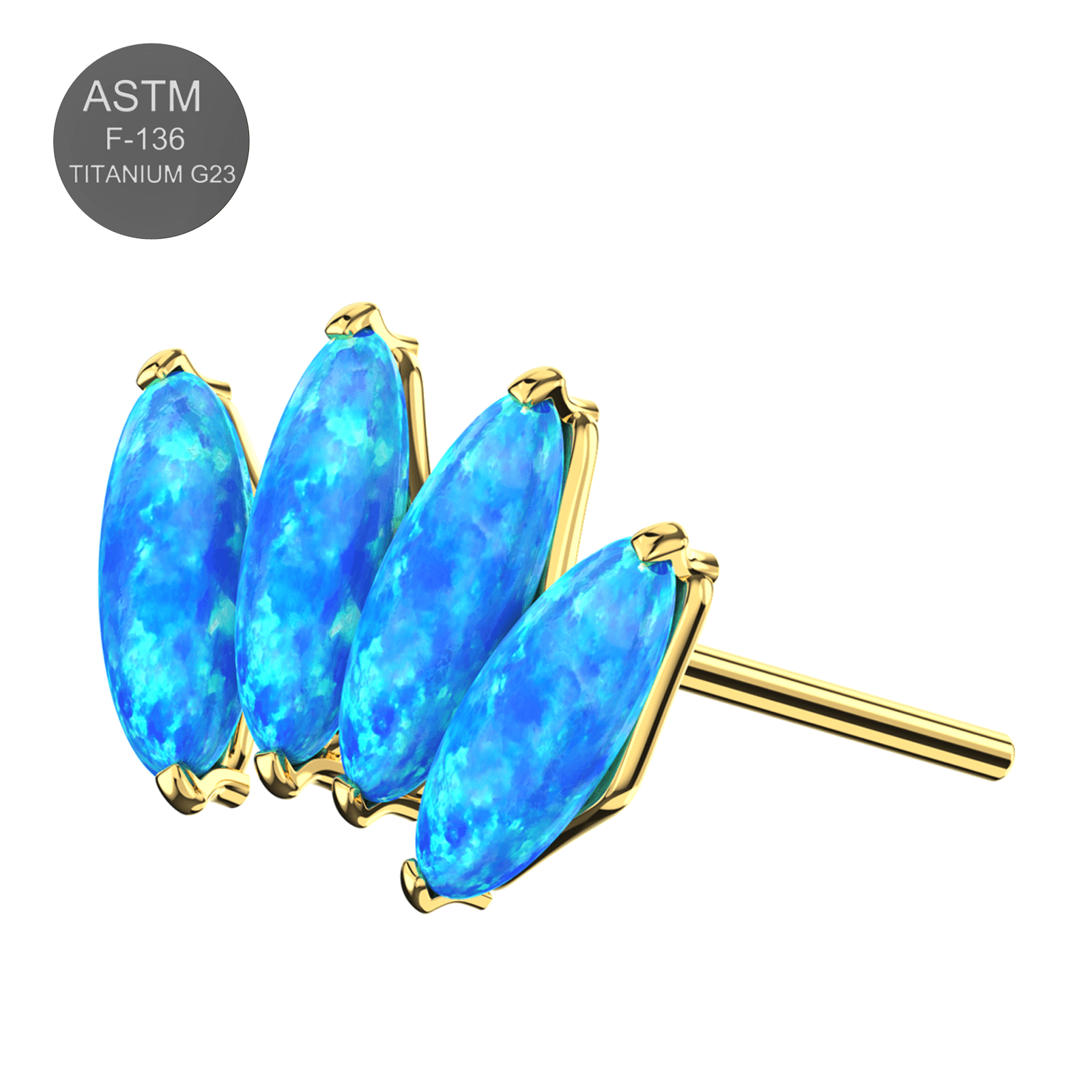 G23 Titanium Opal Marquise Jewelled Thread-less Push-Fit Top
