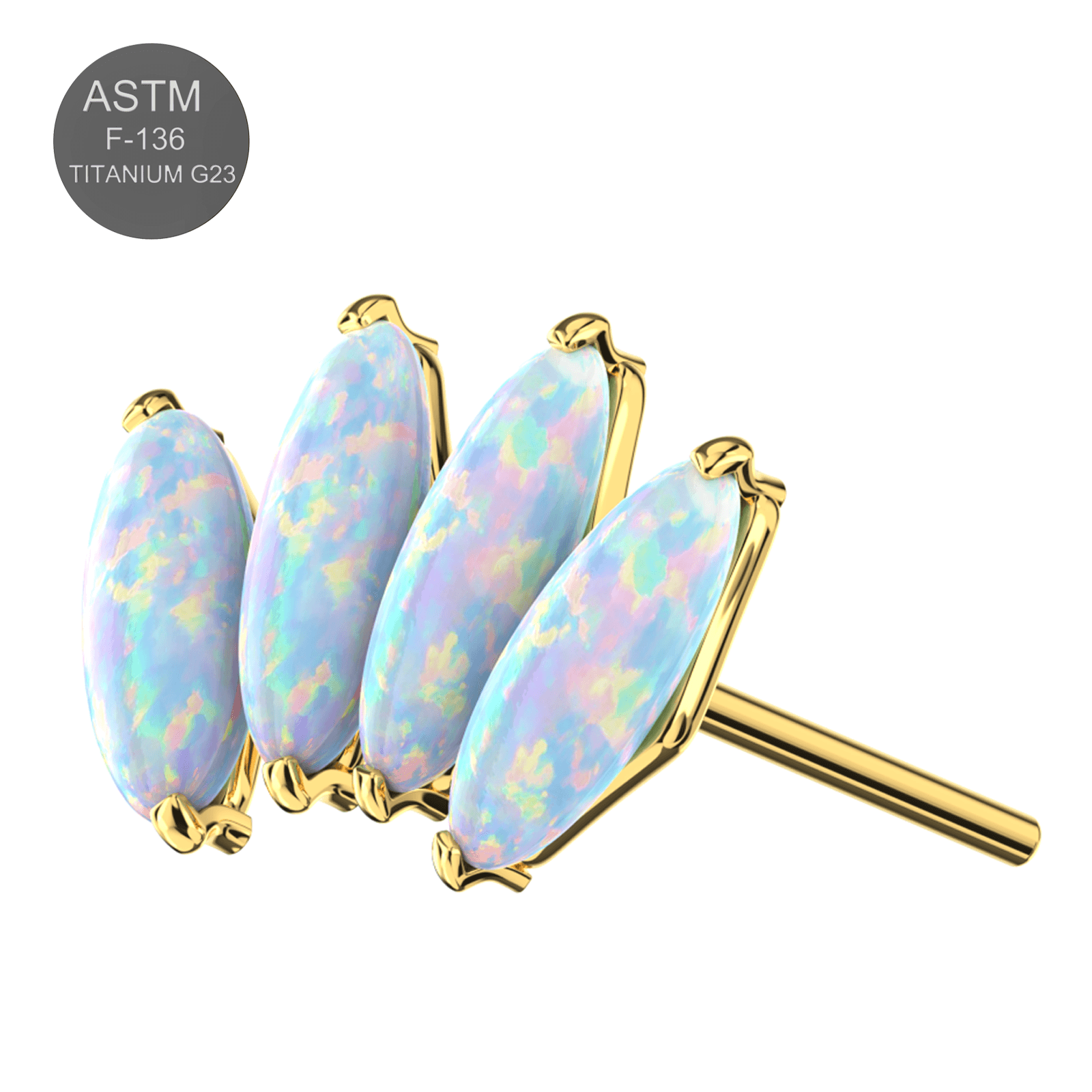 G23 Titanium Opal Marquise Jewelled Thread-less Push-Fit Top