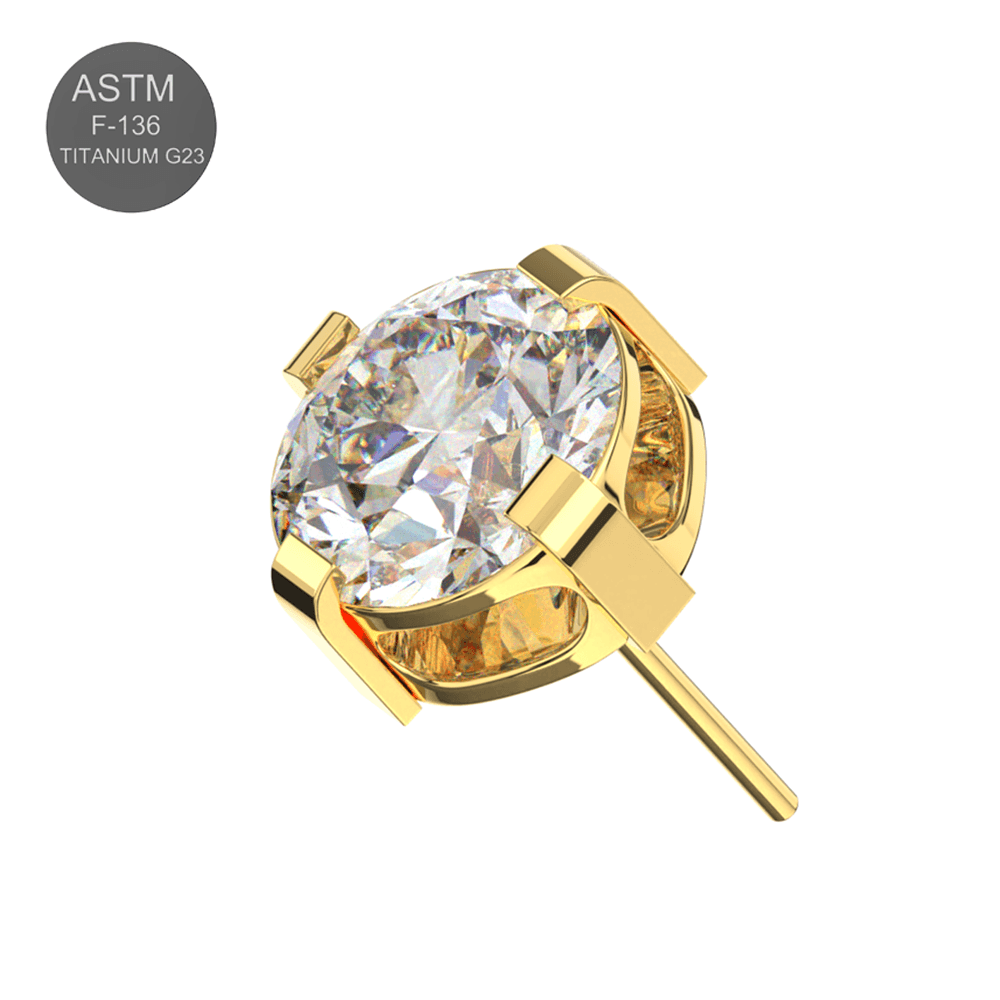 G23 Titanium Round CZ Jewelled Thread-less Push-Fit Top