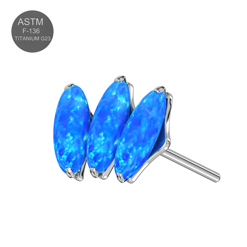 G23 Titanium Dazzling Trio Opal Jewelled Thread-less Push-Fit Top