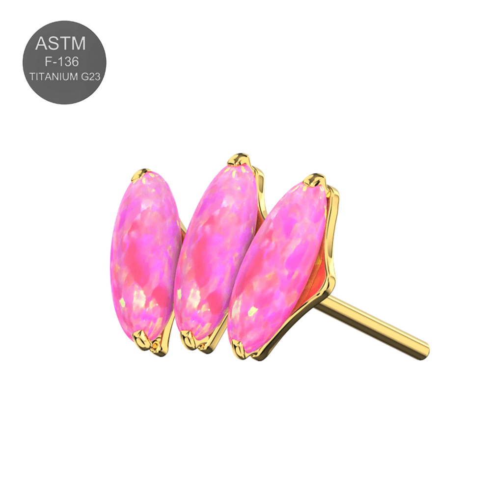 G23 Titanium Dazzling Trio Opal Jewelled Thread-less Push-Fit Top