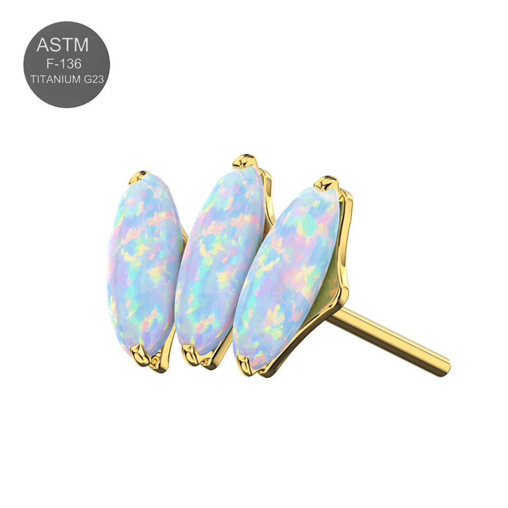 G23 Titanium Dazzling Trio Opal Jewelled Thread-less Push-Fit Top