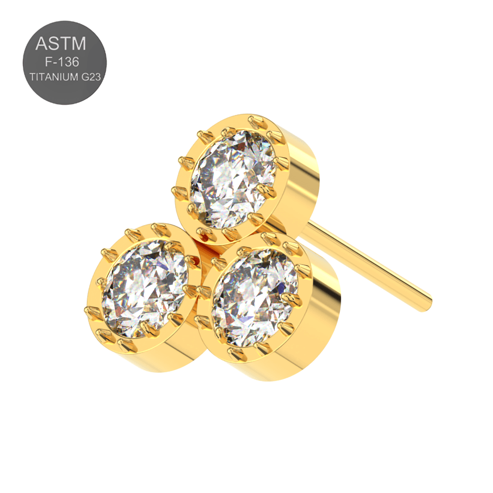 G23 Titanium Jewelled Trio Petal Thread-less Push-Fit Top