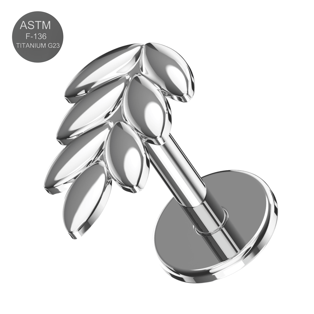 G23 Titanium Wheat Sheaf Design Thread-less Push-Fit With Flatback Stud