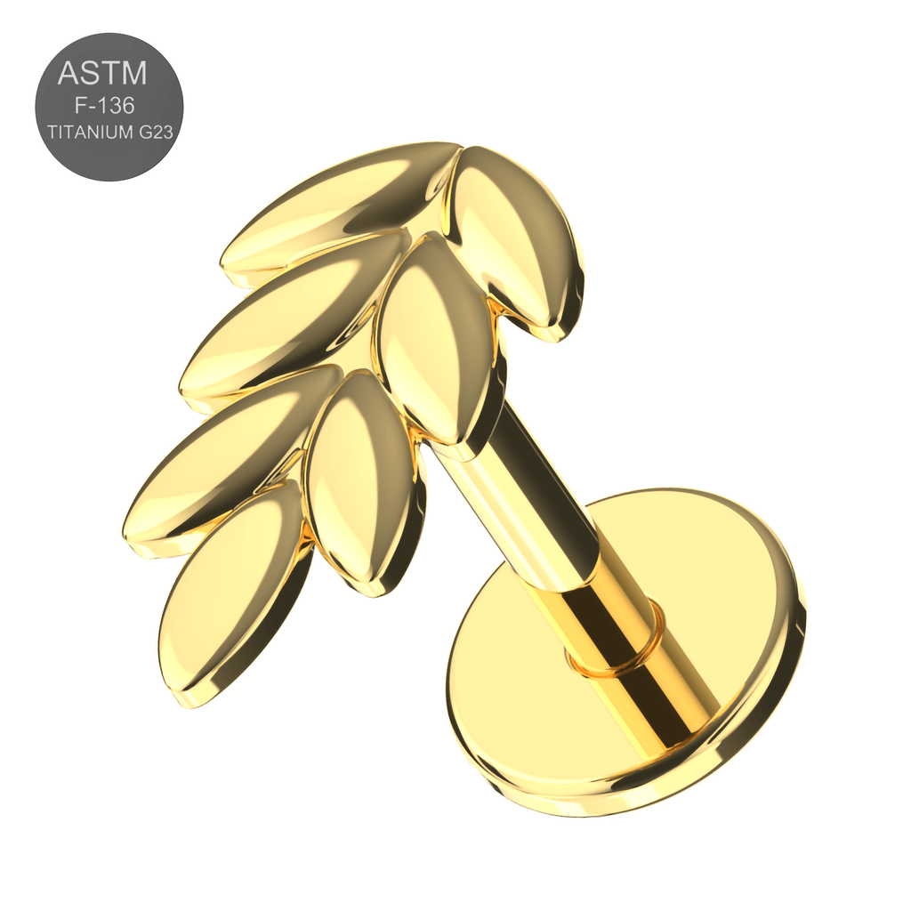 G23 Titanium Wheat Sheaf Design Thread-less Push-Fit With Flatback Stud
