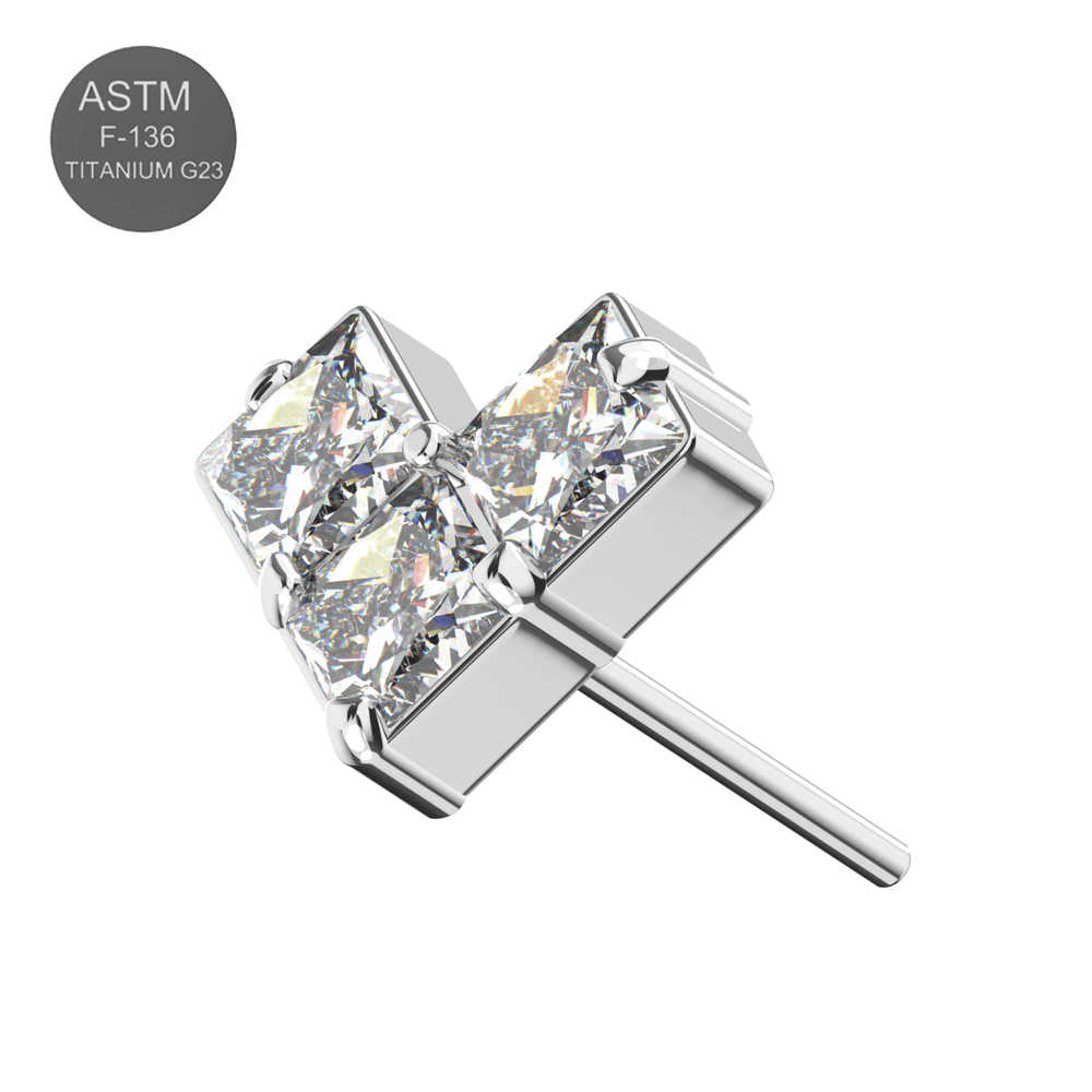 G23 Titanium Crystal Heart Thread-less Push-Fit Top