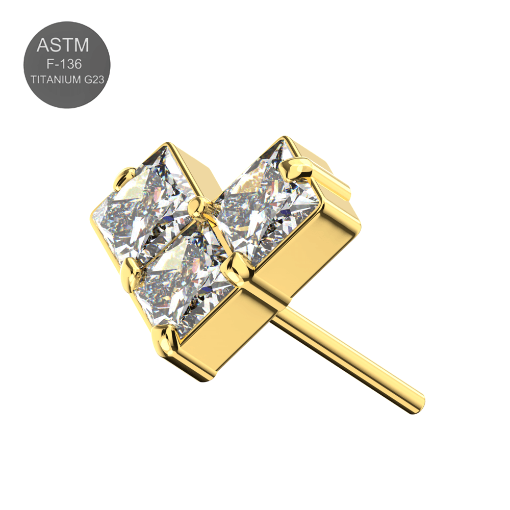 G23 Titanium Crystal Heart Thread-less Push-Fit Top