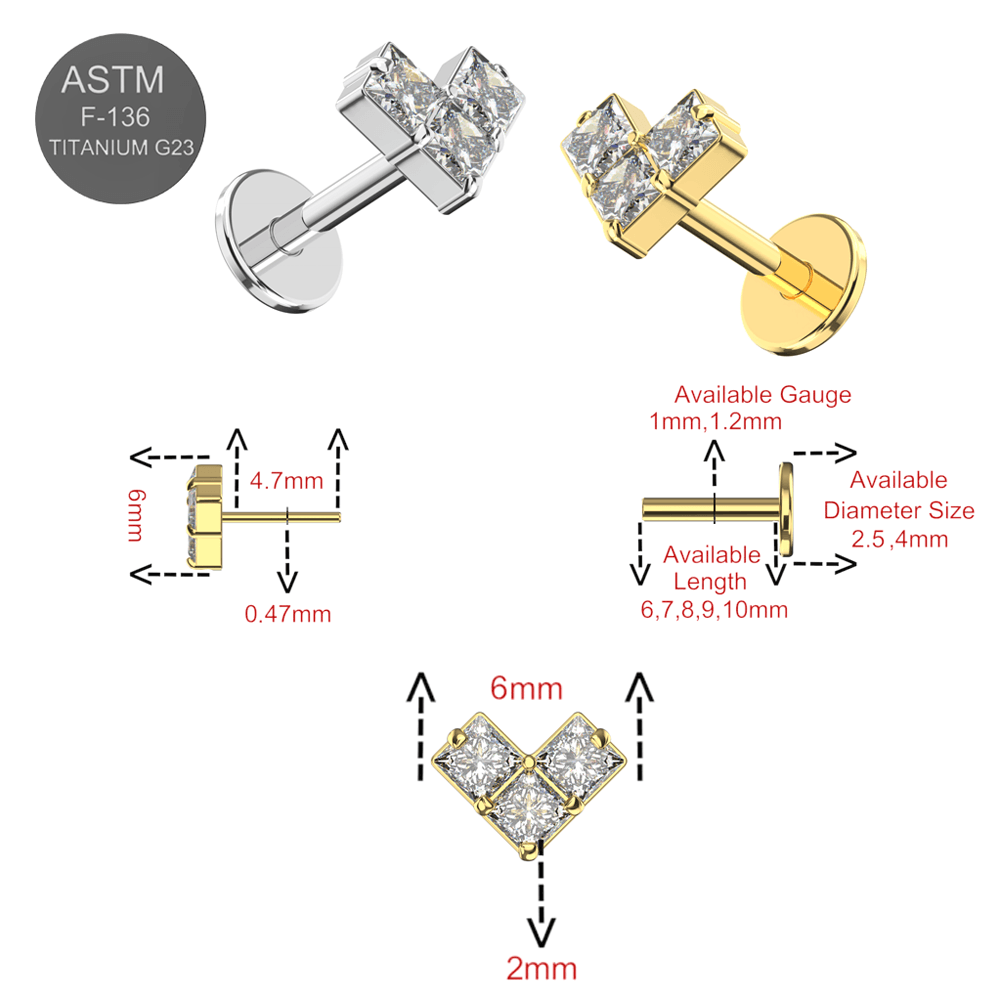 G23 Titanium Crystal Heart Thread-less Push-Fit Top