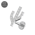G23 Titanium CZ Jewelled Cactus Design Thread-less Push-Fit With Flatback Stud