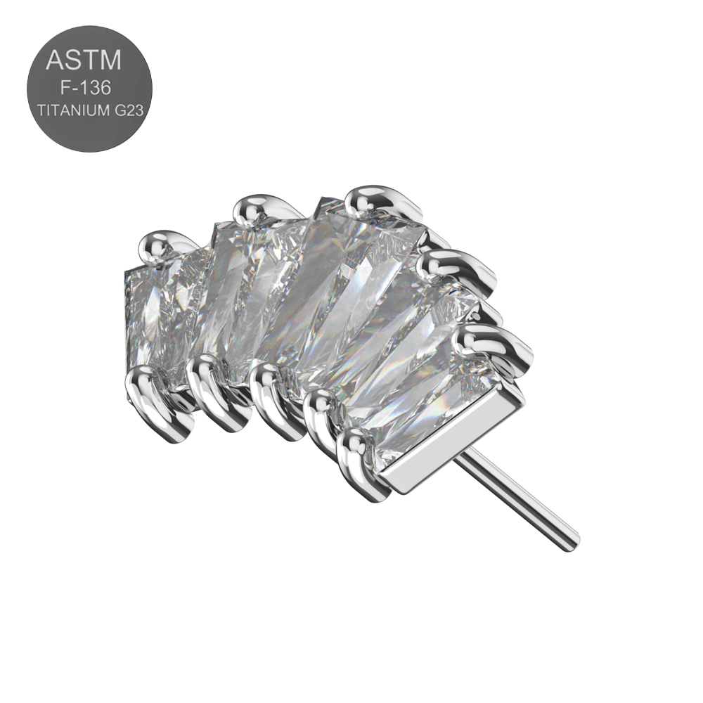 G23 Titanium CZ Jewelled Crown Design Thread-less Push-Fit Top