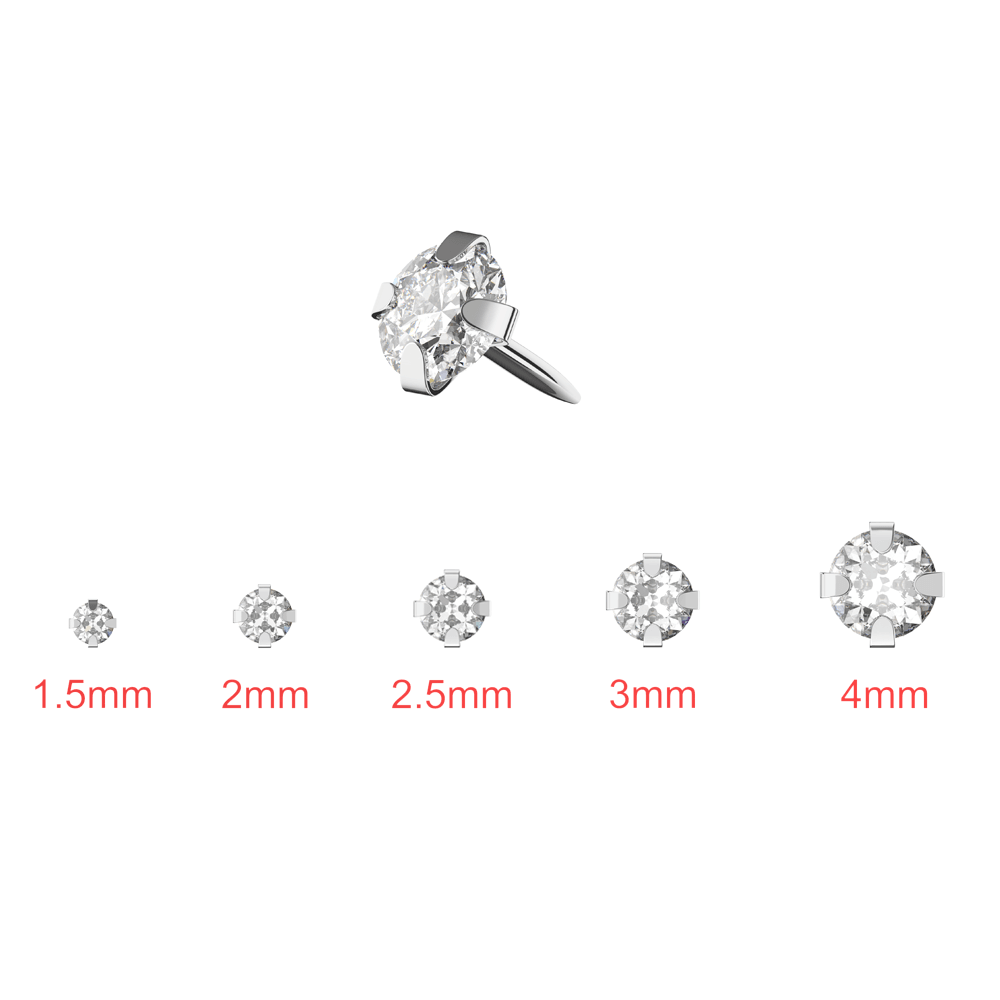 925 Sterling Silver Round CZ Jewelled Push-Fit Top