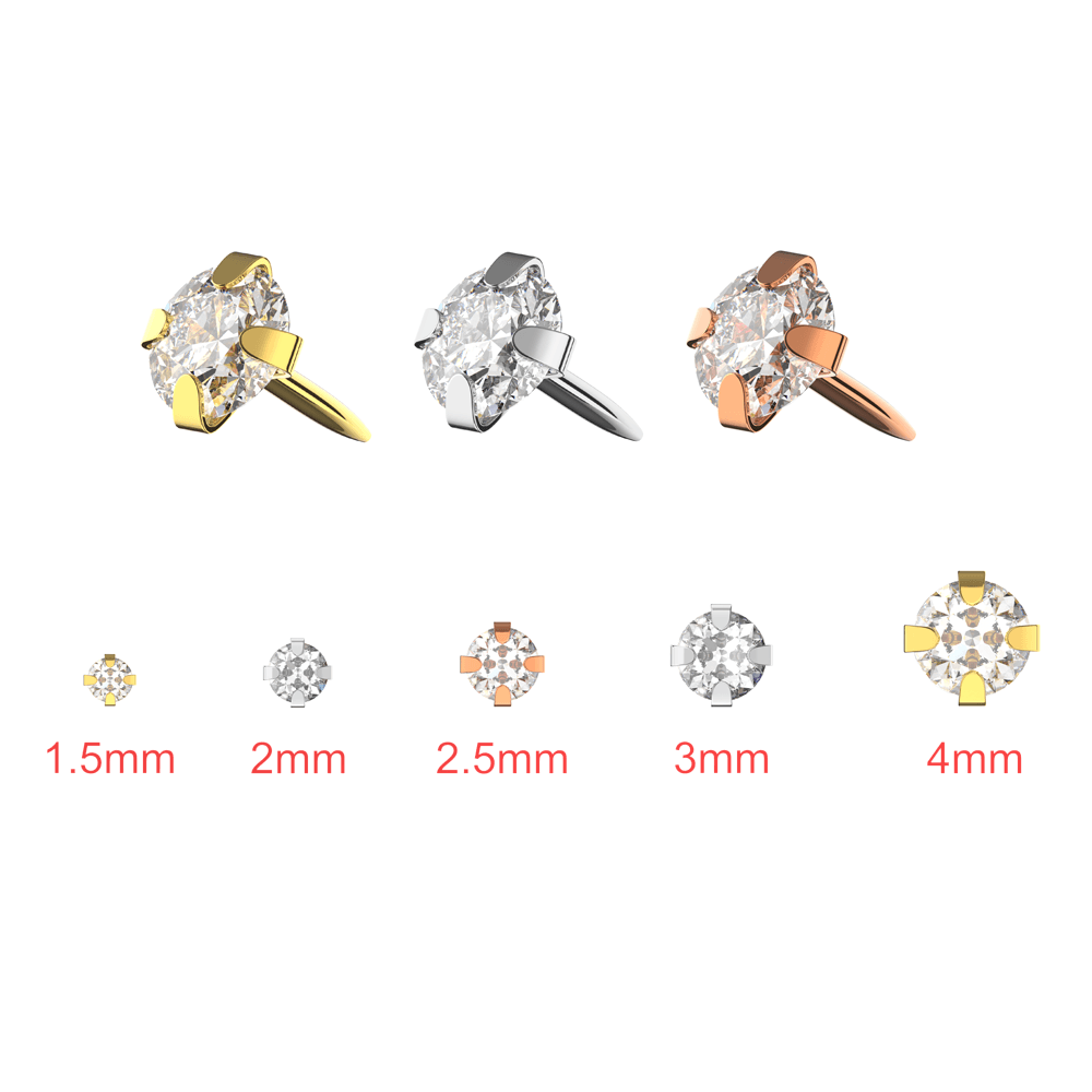 925 Sterling Silver Round CZ Jewelled Push-Fit Top