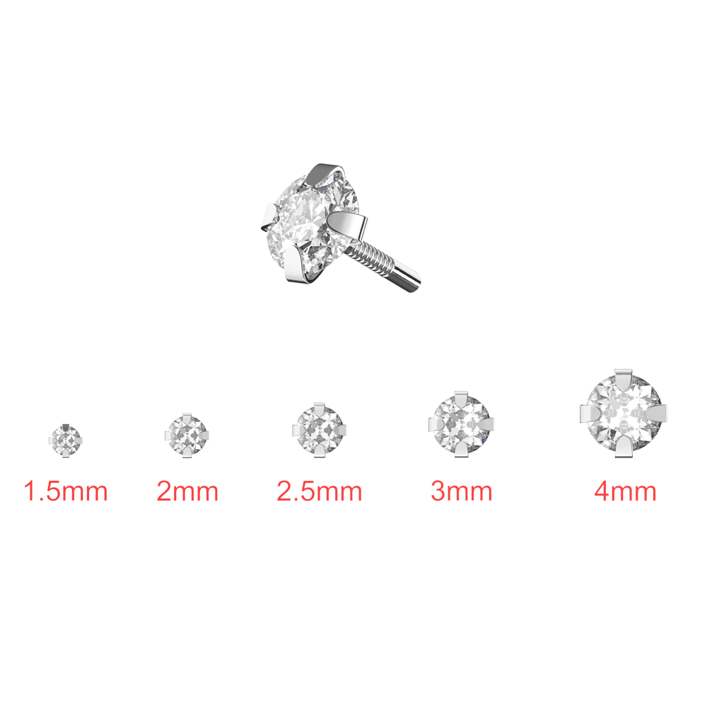 925 Sterling Silver Round CZ Jewelled Internally Threaded Top