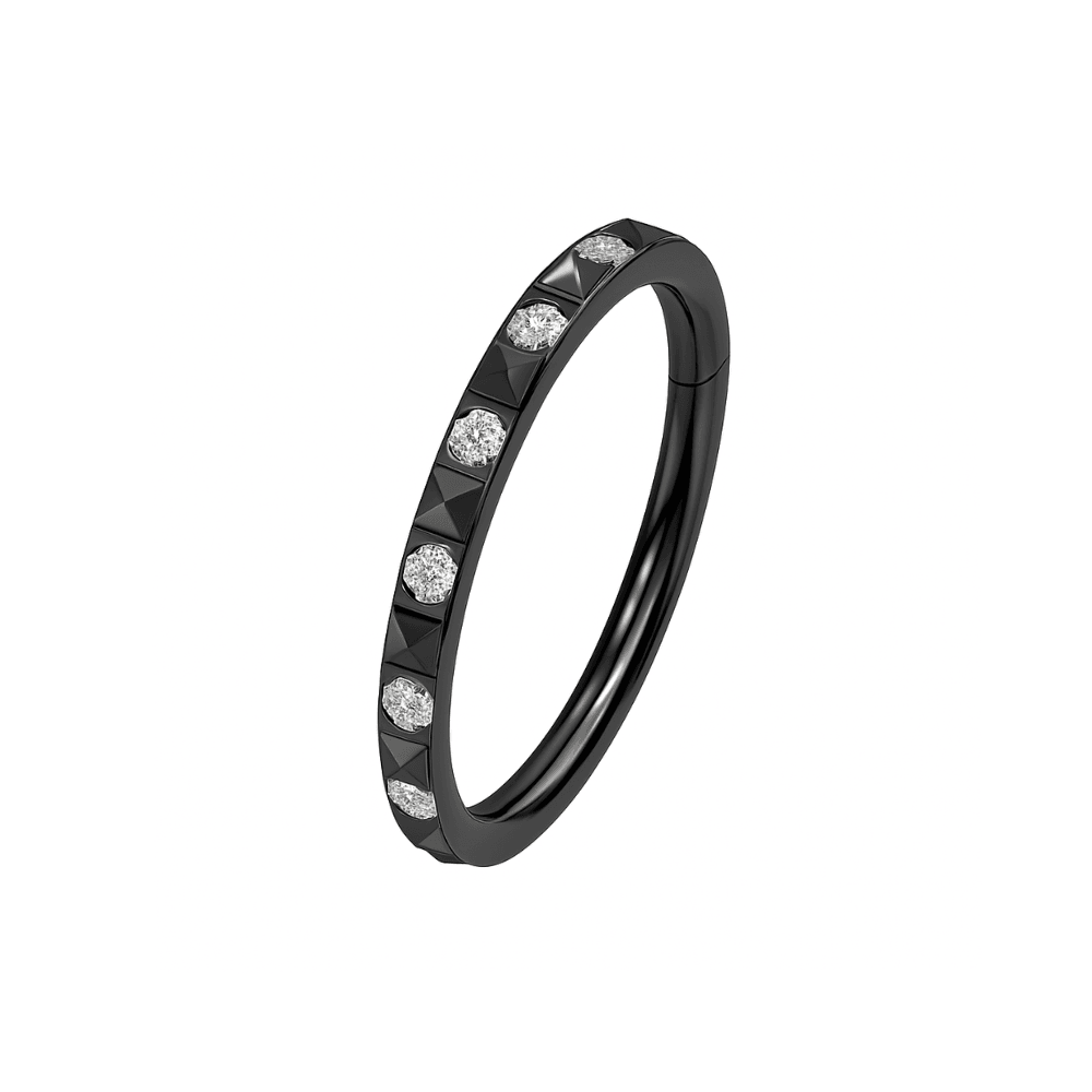 316L Surgical Steel CZ Jewelled Hinged Septum Clicker Ring