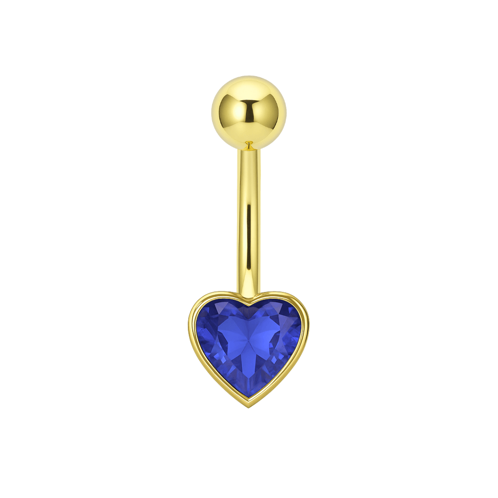 14K Gold Jewelled Heart Belly Ring