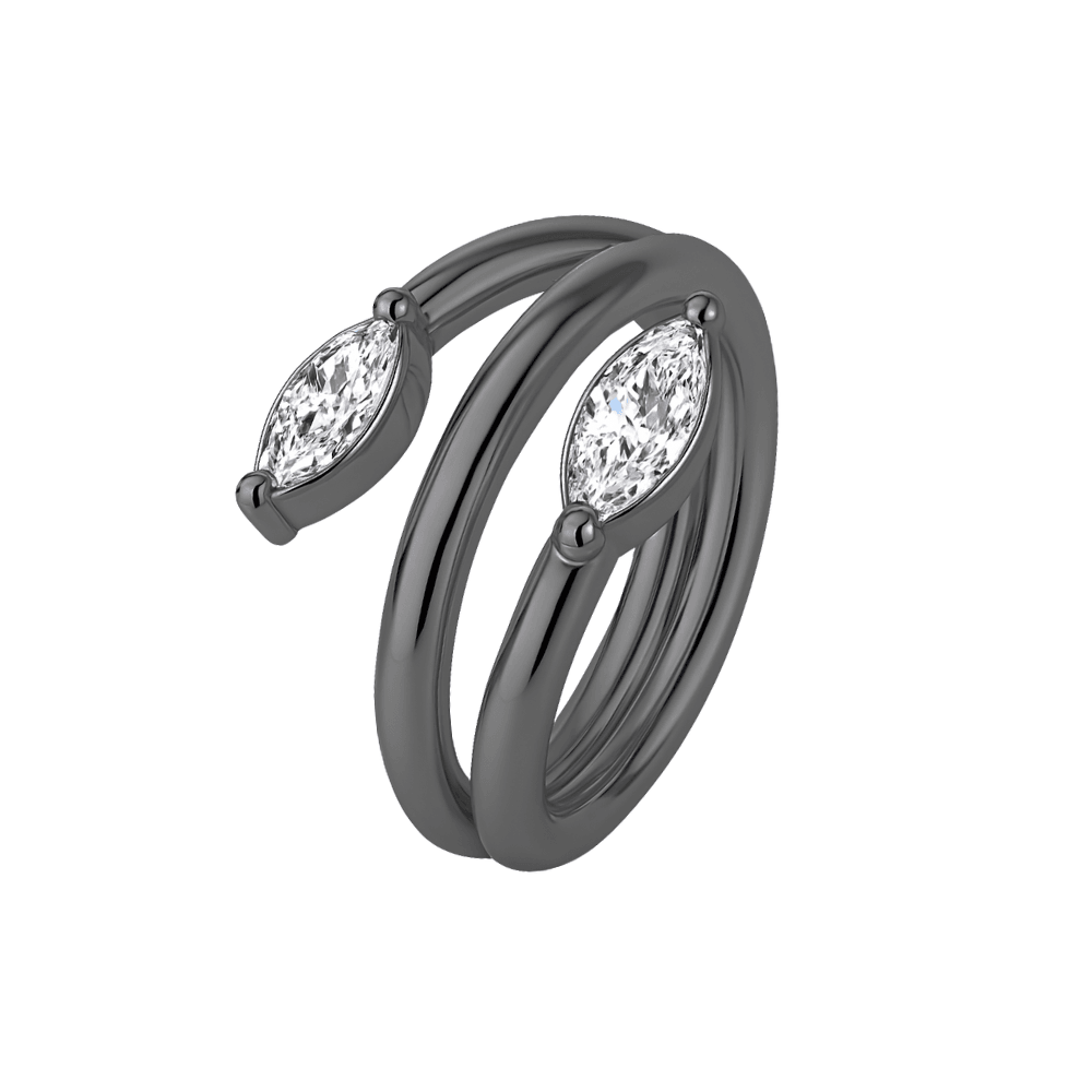 316L Surgical Steel Twin Marquise Hinged Segment Clicker Ring
