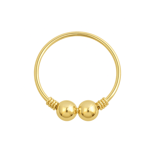 14K Gold Beaded Center Nose Hoop Ring