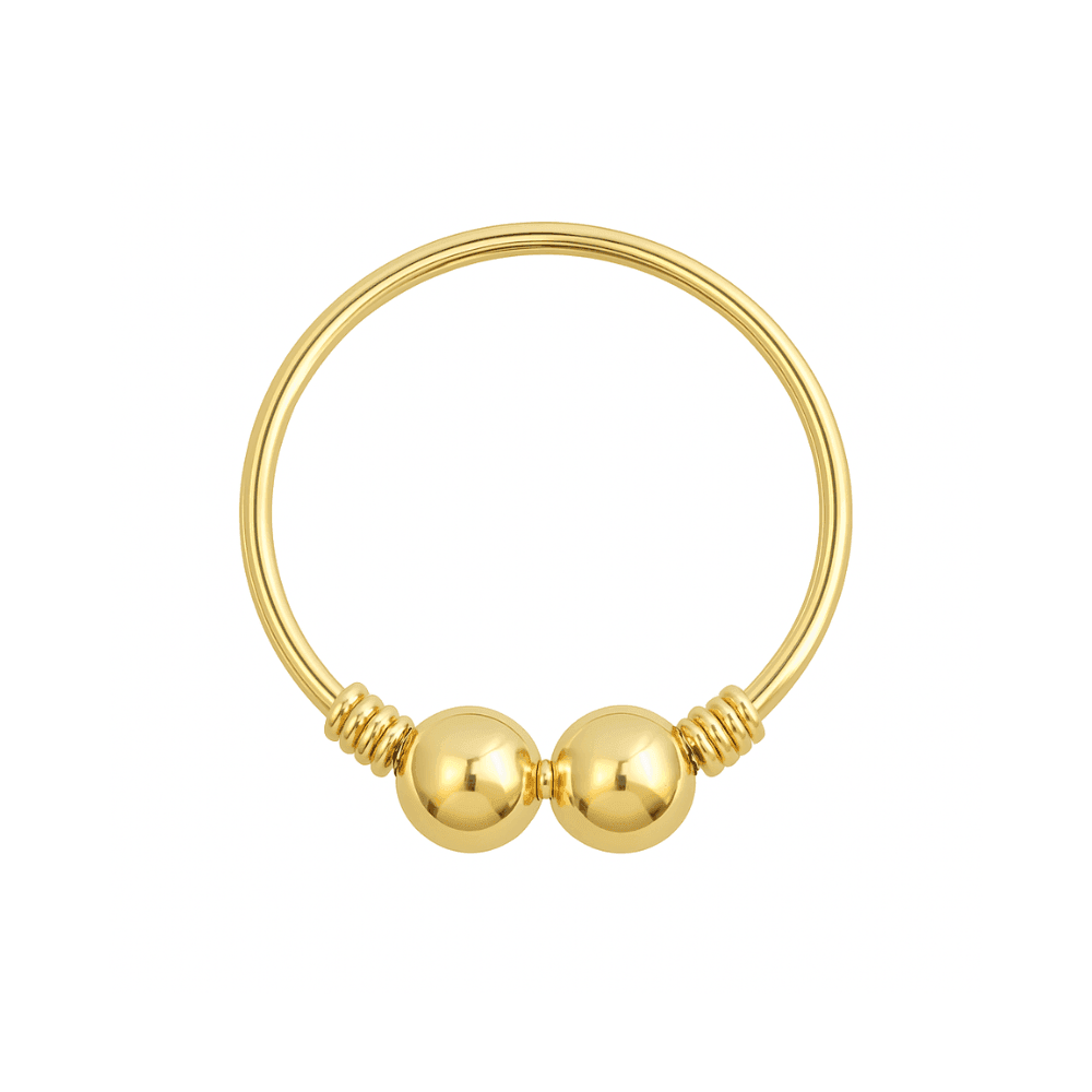9K Gold Coil and Double Bead Nose Hoop Ring