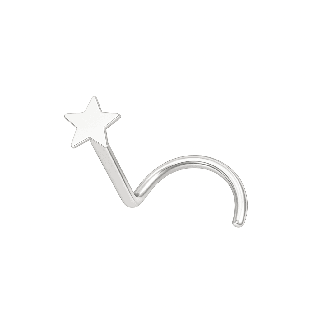 14K Gold Plain Star Nose Screw
