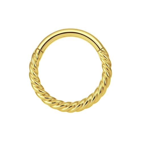 14K Gold Twisted 18G Hinged Segment Clicker Ring