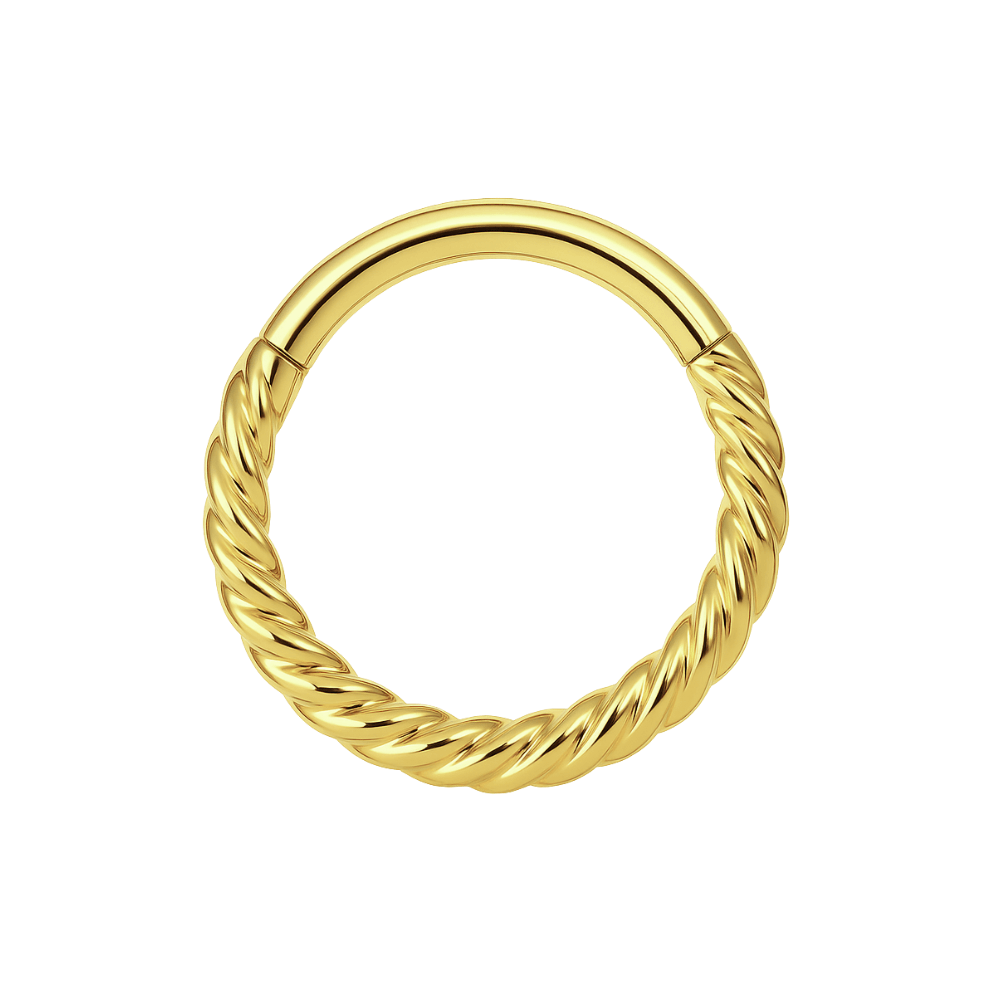 9K Gold Twisted Hinged Segment Clicker Ring