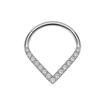 G23 Titanium CZ Jewelled V Shape Hinged Segment Clicker Ring