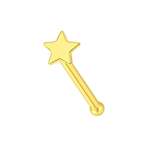 14K Gold Plain 3mm Star Top Nose Bone