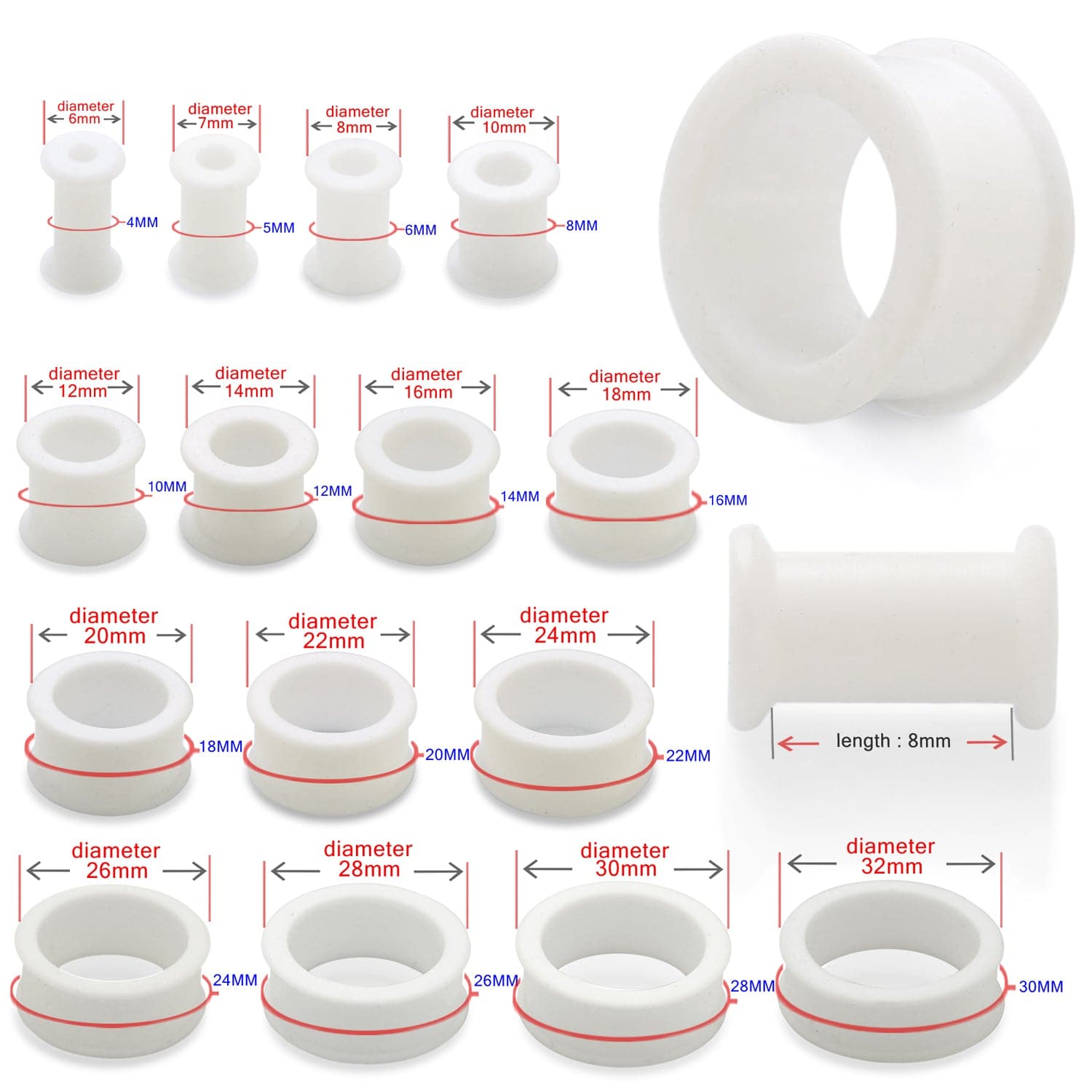 White Silicone Ear Tunnel