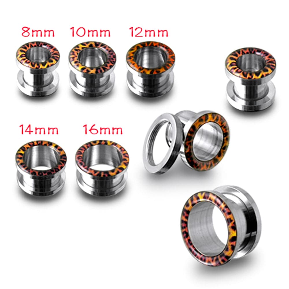 316L Surgical Steel Cheetah Edge Externally Threaded Tunnel