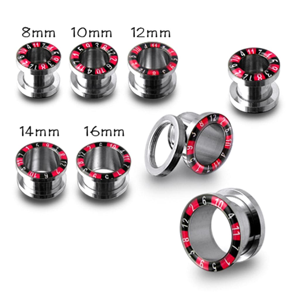 316L Surgical Steel Poker Edge Externally Threaded Tunnel