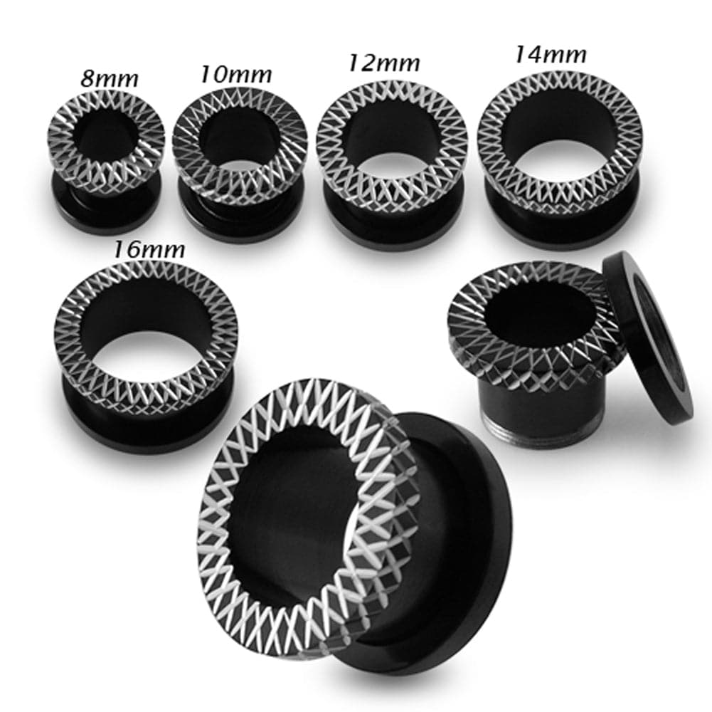 316L Surgical Steel Laser-Cut Edge Externally Threaded Tunnel