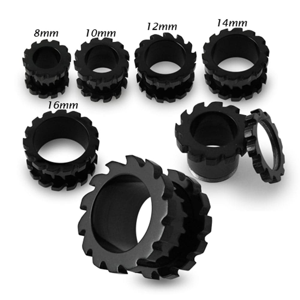 316L Surgical Steel Anodised Saw Blade Screw Fit Flesh Tunnel