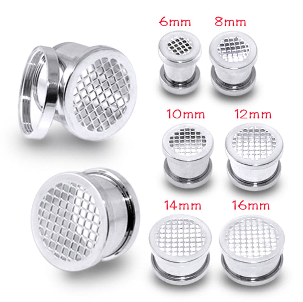 316L Surgical Steel Checker Screw Fit Flesh Tunnel