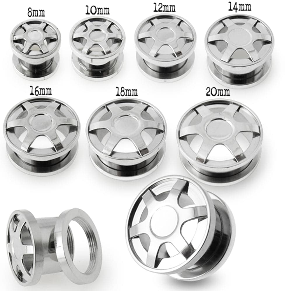 316L Surgical Steel Alloy Wheel Screw Fit Flesh Tunnel