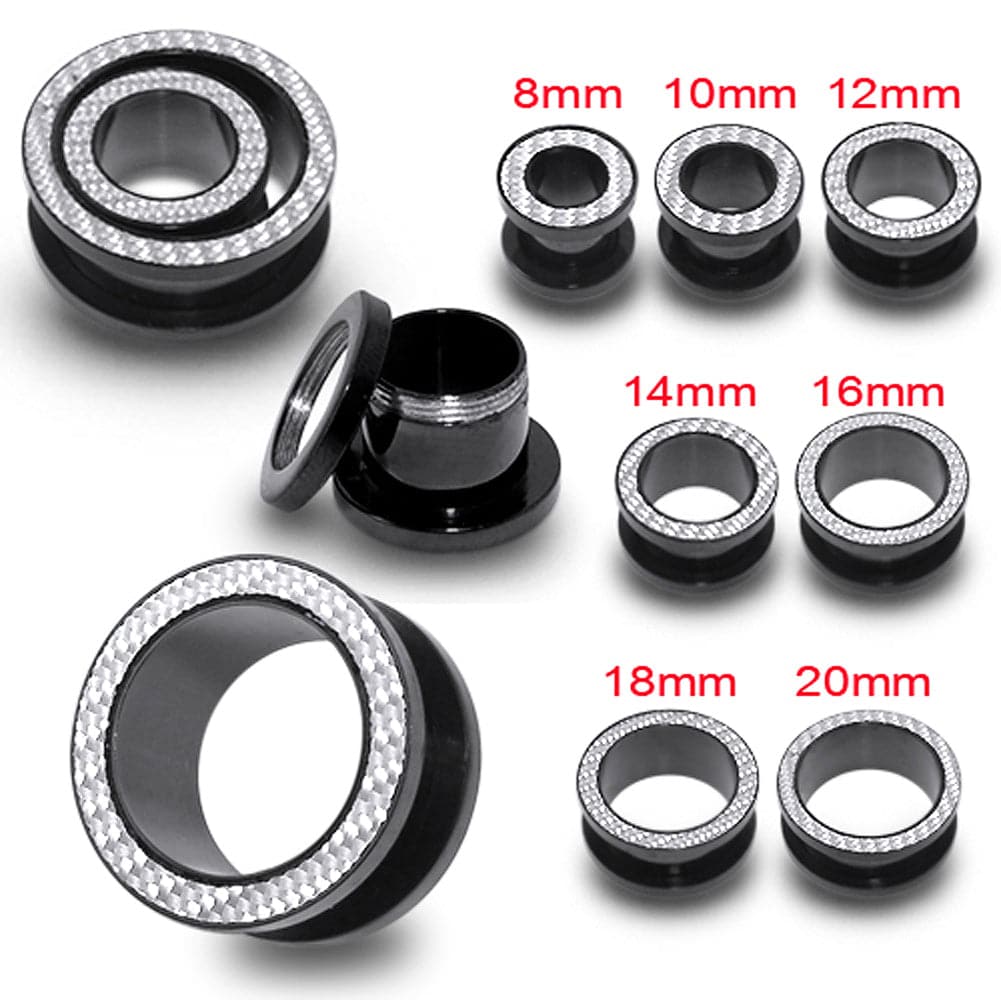 316L Surgical Steel Hatch-work Edge Externally Threaded Tunnel