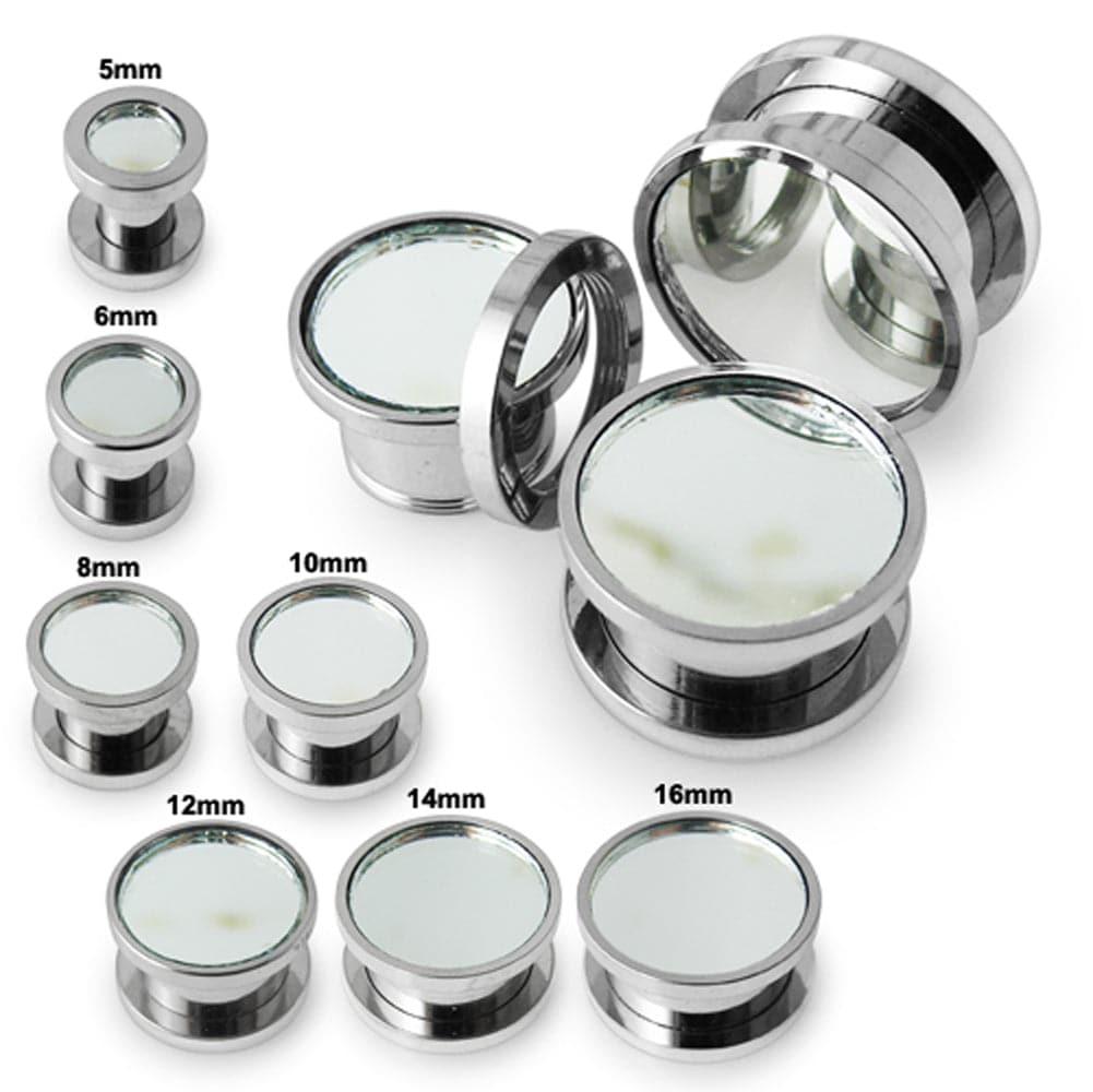 316L Surgical Steel Mirror Screw Fit Flesh Tunnel