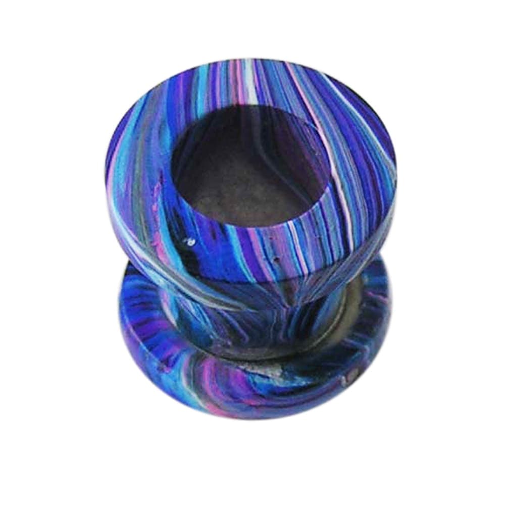 316L Surgical Steel Blue and Pink Painted Screw Fit Flesh Tunnel