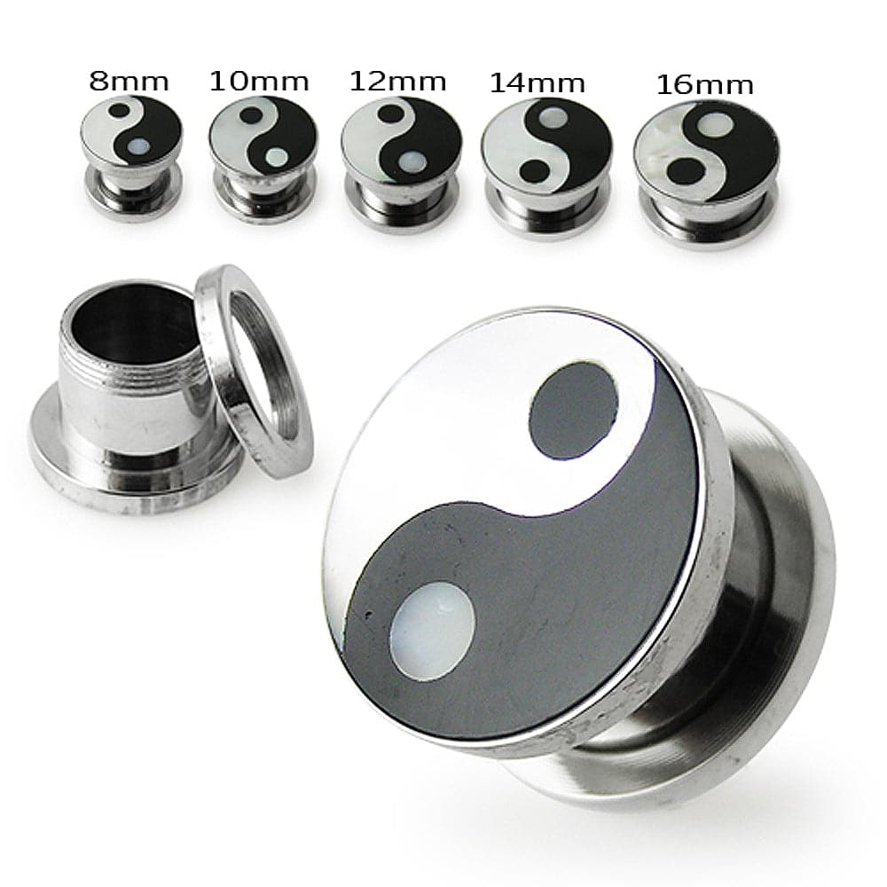 316L Surgical Steel Ying Yang Shell Flesh Tunnel