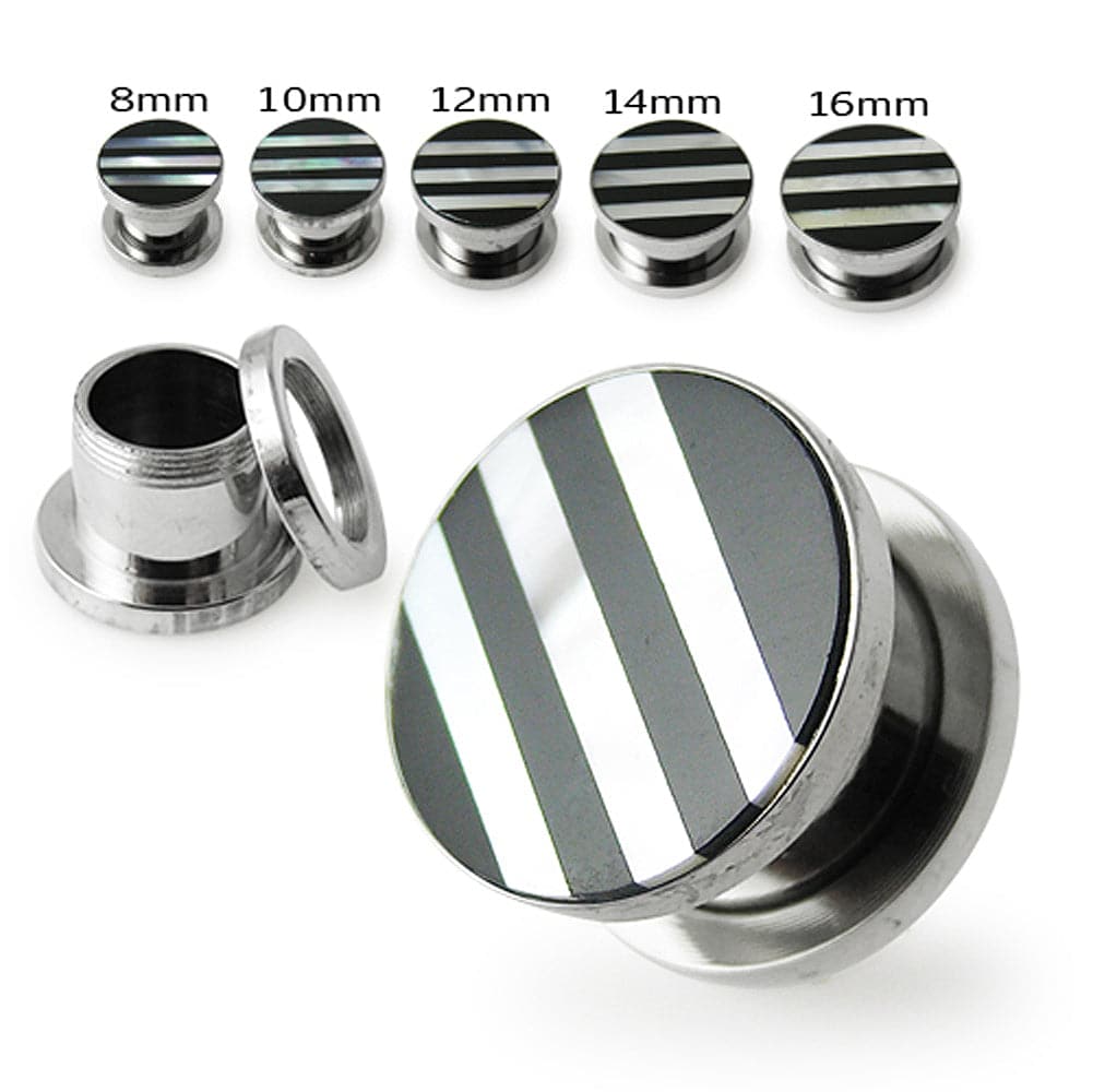 316L Surgical Steel Stripes Shell Flesh Tunnel